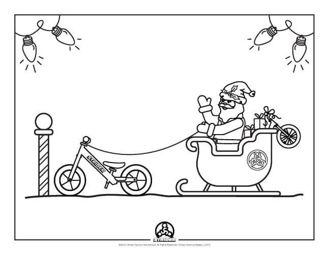 Santa sleigh coloring sheet preview