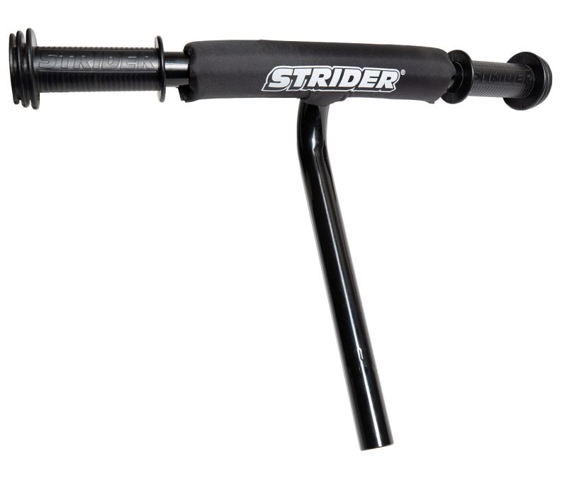 Black XL handle bar with black grips and Strider branded pad.