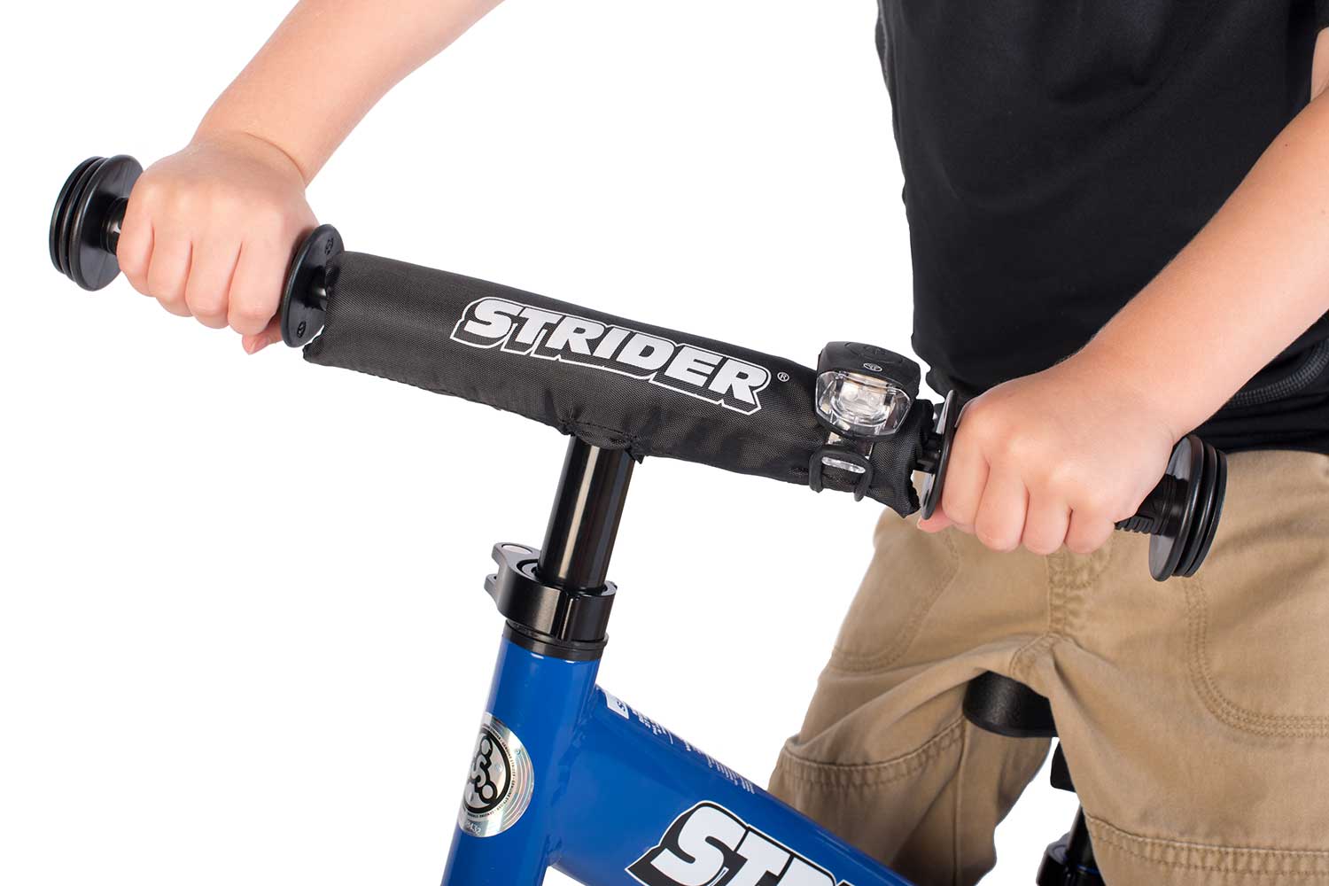 Image of Strider Light Set installed on the handlebars of a Strider Balance Bike