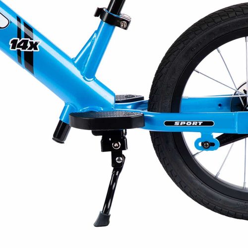 Strider 14x Kickstand installed on a blue bike